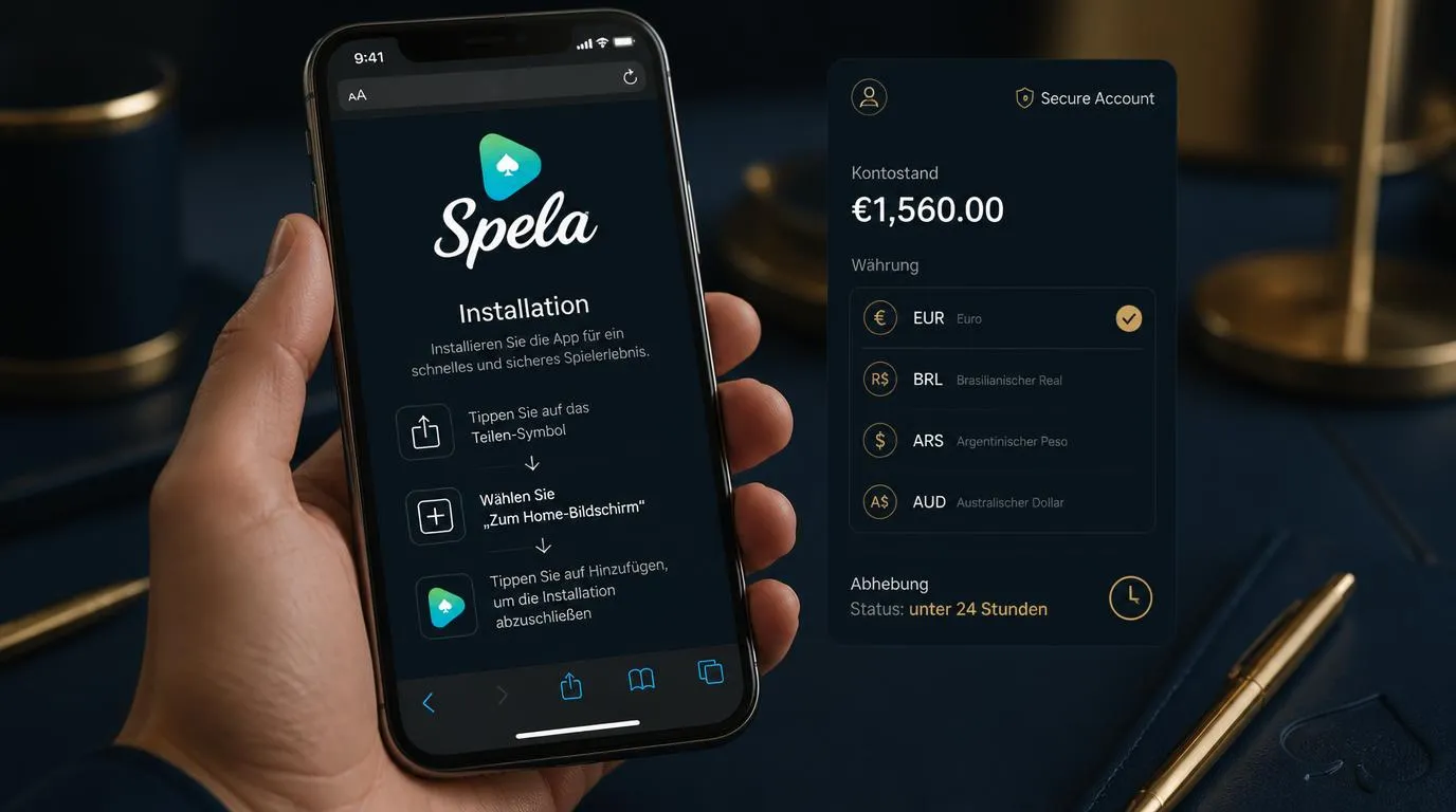 Smartphone mit Browser-Shortcut und sicherem Konto-Zugang für die mobile Casino-Nutzung